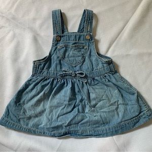 3 for $30 Baby Gap Lightweight Denim Overall Dress with Heart Pocket 12-18m